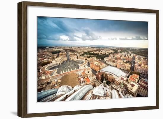 Famous Saint Peter's Square in Vatican and Aerial View of the City, Rome, Italy.-GekaSkr-Framed Photographic Print