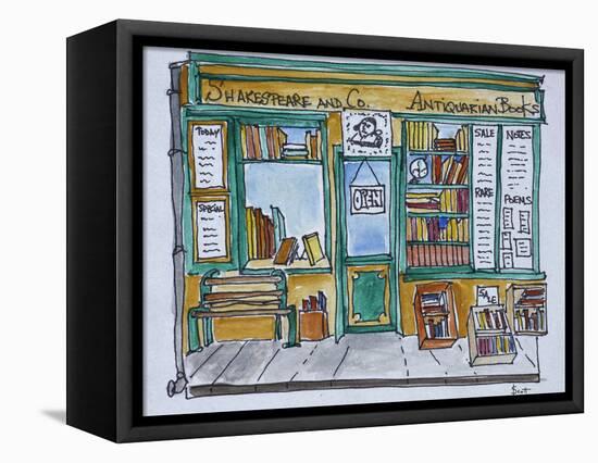 Famous Shakespeare and Co. bookstore along the Seine, Paris, France-Richard Lawrence-Framed Premier Image Canvas