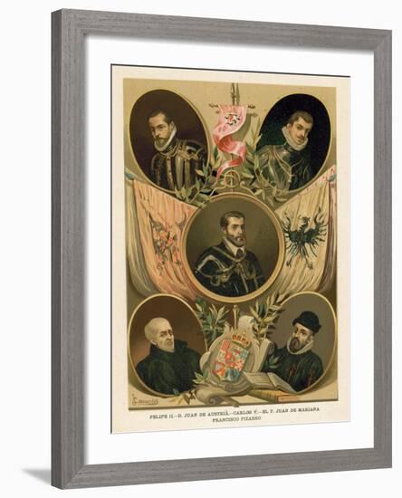 Famous Spanish Historical Figures of the 16th Century-null-Framed Giclee Print