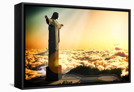 Famous Statue Of The Christ The Reedemer, In Rio De Janeiro, Brazil-Satori1312-Framed Stretched Canvas