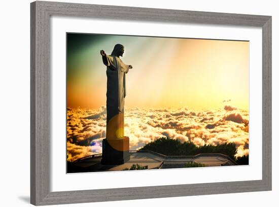 Famous Statue Of The Christ The Reedemer, In Rio De Janeiro, Brazil-Satori1312-Framed Art Print