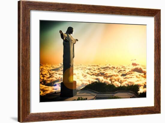 Famous Statue Of The Christ The Reedemer, In Rio De Janeiro, Brazil-Satori1312-Framed Art Print