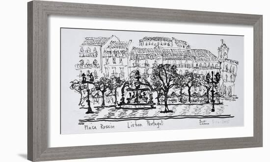 Famous town square Placa Rossio, Lisbon, Portugal-Richard Lawrence-Framed Photographic Print