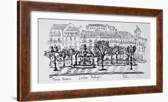 Famous town square Placa Rossio, Lisbon, Portugal-Richard Lawrence-Framed Photographic Print