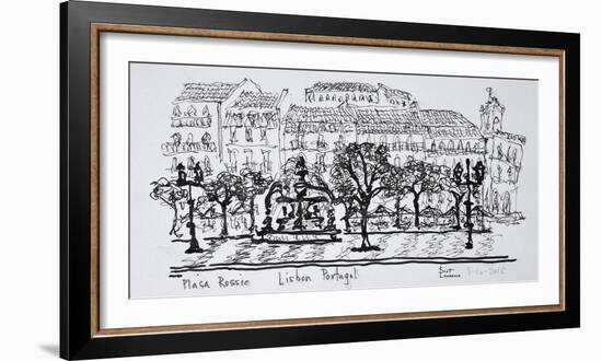 Famous town square Placa Rossio, Lisbon, Portugal-Richard Lawrence-Framed Photographic Print