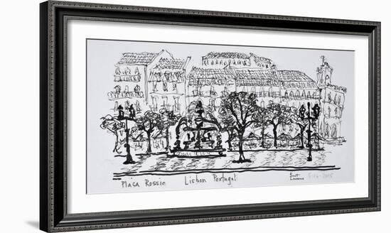 Famous town square Placa Rossio, Lisbon, Portugal-Richard Lawrence-Framed Photographic Print