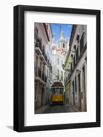 Famous Tram 28 Going Through the Old Quarter of Alfama, Lisbon, Portugal, Europe-Michael Runkel-Framed Photographic Print