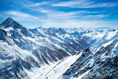 Aerial View of the Alps Mountains in Switzerland. View from Helicopter in Swiss Alps. Mountain Tops-FamVeld-Mounted Photographic Print