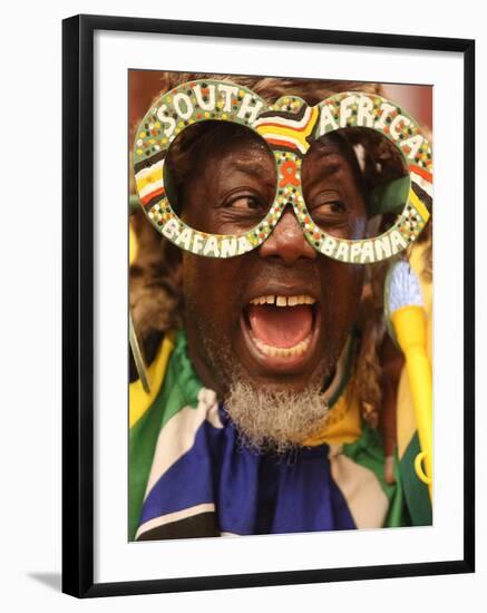 Fan Celebrates in Durban, South Africa During 100-Day Count Down Celebrations to the Fifa World Cup-null-Framed Photographic Print