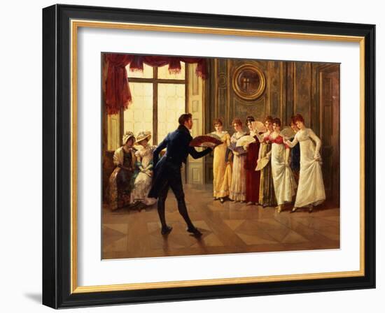 Fan Flirtation, 1908-Henry Gillard Glindoni-Framed Giclee Print