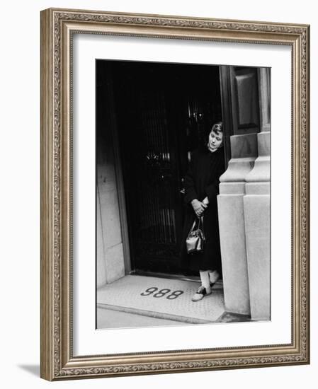 Fan of Actress Grace Kelly Waiting Outside Kelly's Apartment For a Sight of Her Idol-Lisa Larsen-Framed Photographic Print