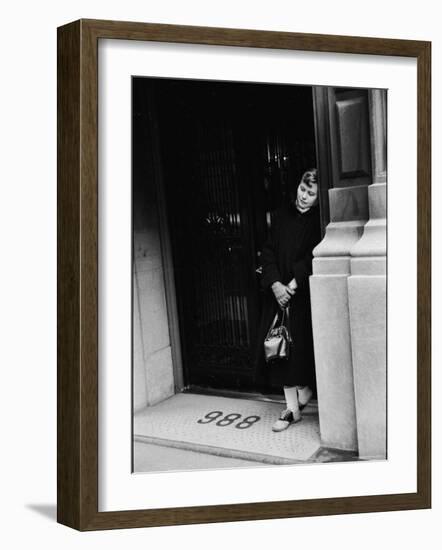 Fan of Actress Grace Kelly Waiting Outside Kelly's Apartment For a Sight of Her Idol-Lisa Larsen-Framed Photographic Print