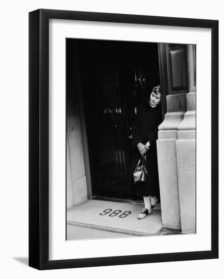 Fan of Actress Grace Kelly Waiting Outside Kelly's Apartment For a Sight of Her Idol-Lisa Larsen-Framed Photographic Print