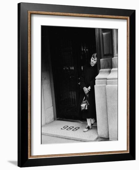 Fan of Actress Grace Kelly Waiting Outside Kelly's Apartment For a Sight of Her Idol-Lisa Larsen-Framed Photographic Print