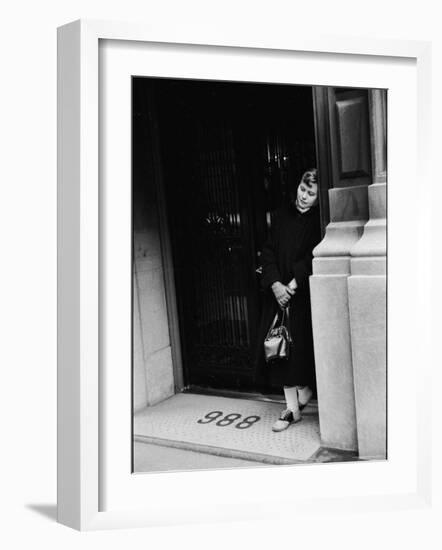 Fan of Actress Grace Kelly Waiting Outside Kelly's Apartment For a Sight of Her Idol-Lisa Larsen-Framed Photographic Print