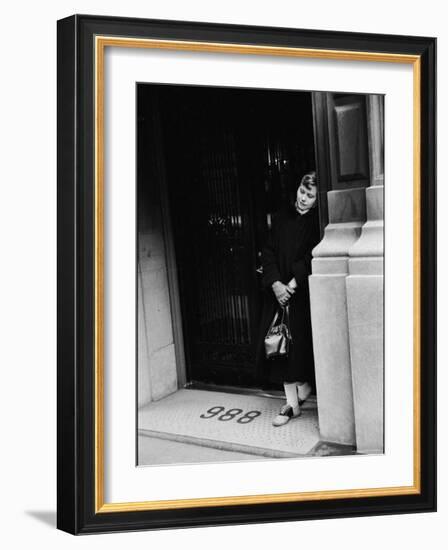 Fan of Actress Grace Kelly Waiting Outside Kelly's Apartment For a Sight of Her Idol-Lisa Larsen-Framed Photographic Print