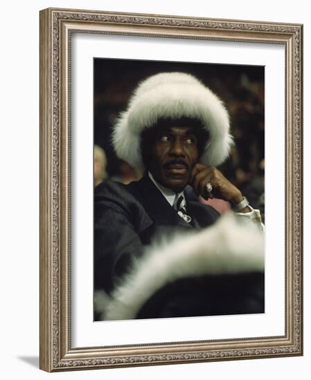 Fan of Mohammed Ali Wearing a Fur Hat at Clay-Bonavena Fight at Madison Square Garden-Bill Ray-Framed Photographic Print