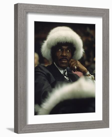 Fan of Mohammed Ali Wearing a Fur Hat at Clay-Bonavena Fight at Madison Square Garden-Bill Ray-Framed Photographic Print