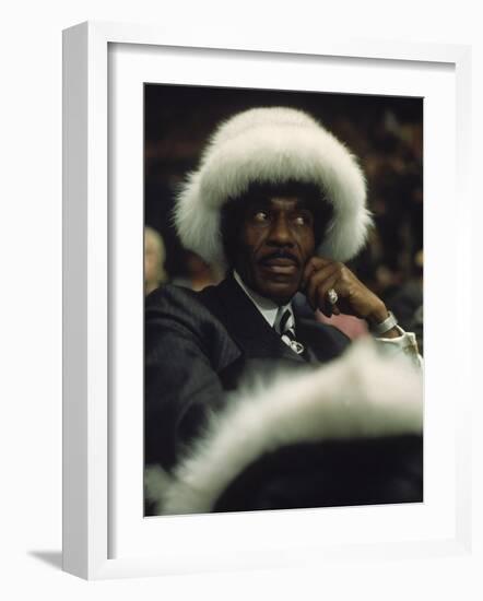 Fan of Mohammed Ali Wearing a Fur Hat at Clay-Bonavena Fight at Madison Square Garden-Bill Ray-Framed Photographic Print