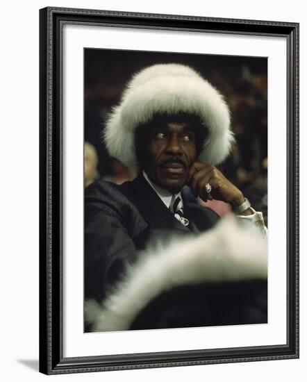 Fan of Mohammed Ali Wearing a Fur Hat at Clay-Bonavena Fight at Madison Square Garden-Bill Ray-Framed Photographic Print