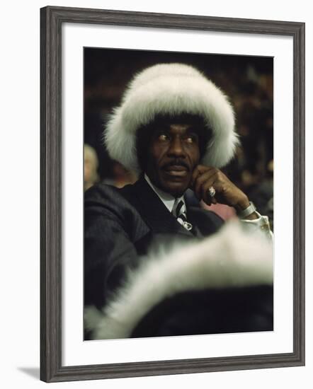 Fan of Mohammed Ali Wearing a Fur Hat at Clay-Bonavena Fight at Madison Square Garden-Bill Ray-Framed Photographic Print