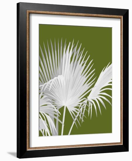 Fan Palm 1, White on Green-Fab Funky-Framed Art Print