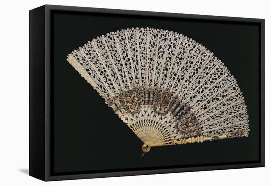 Fan with Bobbin Lace Page, Beginning 1700s, and Ribs of Later Period-null-Framed Premier Image Canvas