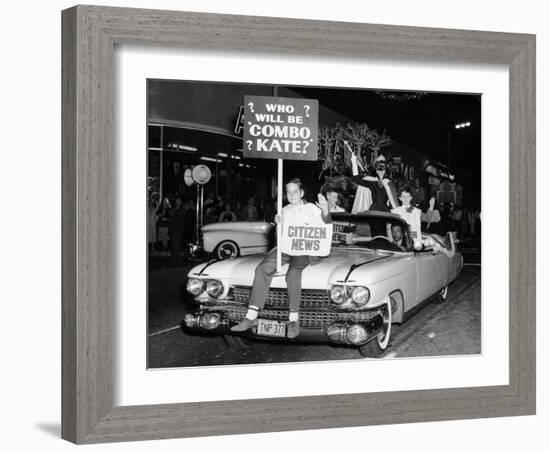 Fancy Dress Parade with a 1957 Cadillac, USA, (C1957)-null-Framed Premium Photographic Print