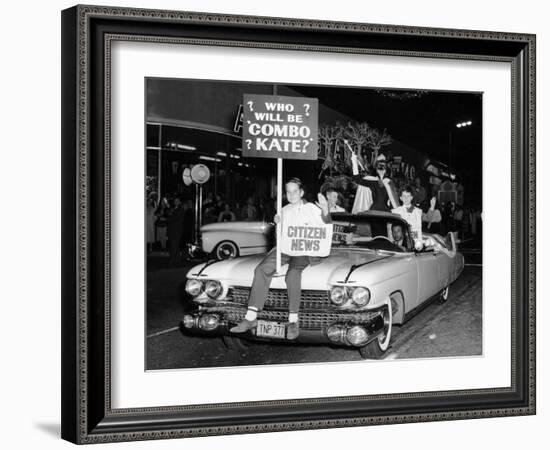 Fancy Dress Parade with a 1957 Cadillac, USA, (C1957)-null-Framed Premium Photographic Print