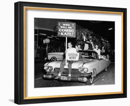 Fancy Dress Parade with a 1957 Cadillac, USA, (C1957)-null-Framed Premium Photographic Print