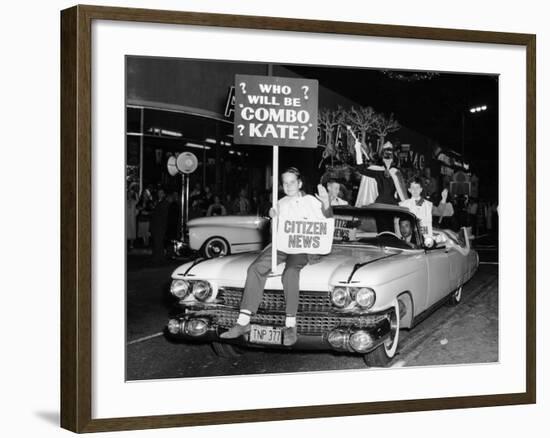 Fancy Dress Parade with a 1957 Cadillac, USA, (C1957)-null-Framed Photographic Print