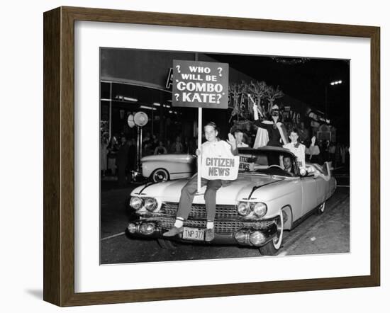 Fancy Dress Parade with a 1957 Cadillac, USA, (C1957)-null-Framed Photographic Print