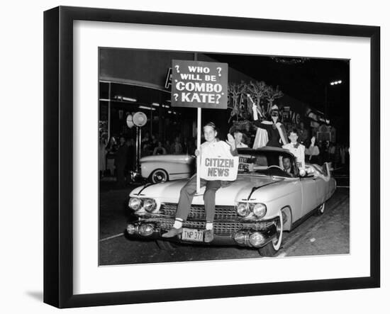 Fancy Dress Parade with a 1957 Cadillac, USA, (C1957)-null-Framed Photographic Print