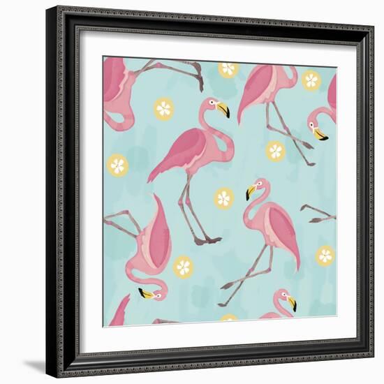 Fancy Flamingos repeat1-Holli Conger-Framed Giclee Print