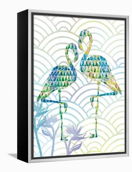 Fancy Flamingos with Circles and Birds of Paradise-Bee Sturgis-Framed Stretched Canvas