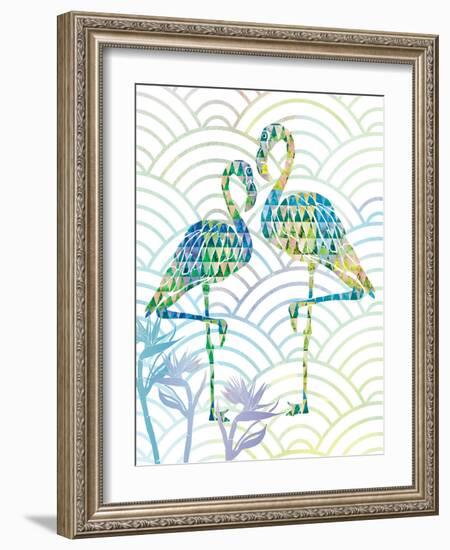 Fancy Flamingos with Circles and Birds of Paradise-Bee Sturgis-Framed Art Print