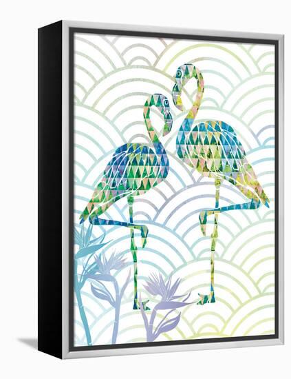 Fancy Flamingos with Circles and Birds of Paradise-Bee Sturgis-Framed Stretched Canvas