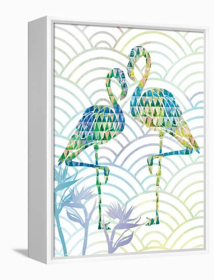 Fancy Flamingos with Circles and Birds of Paradise-Bee Sturgis-Framed Stretched Canvas