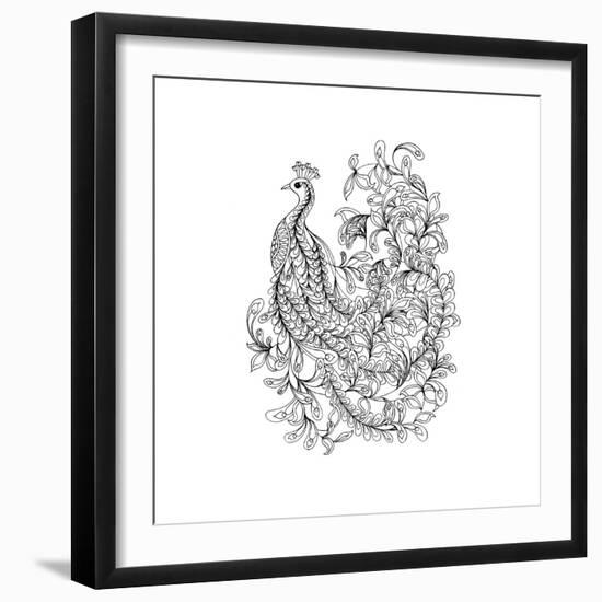 Fancy Peacock-The Tangled Peacock-Framed Giclee Print