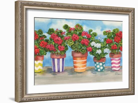 Fancy Pots Geraniums-Paul Brent-Framed Art Print