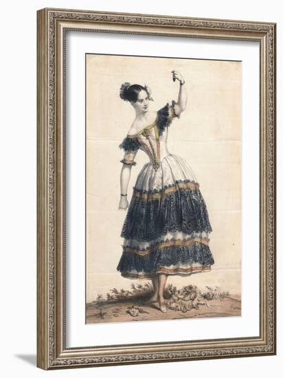 Fanny Elssler as Florinda in the Dance La Cachucha (Ballet Le Diable Boiteu), 1836-Achille Devéria-Framed Giclee Print