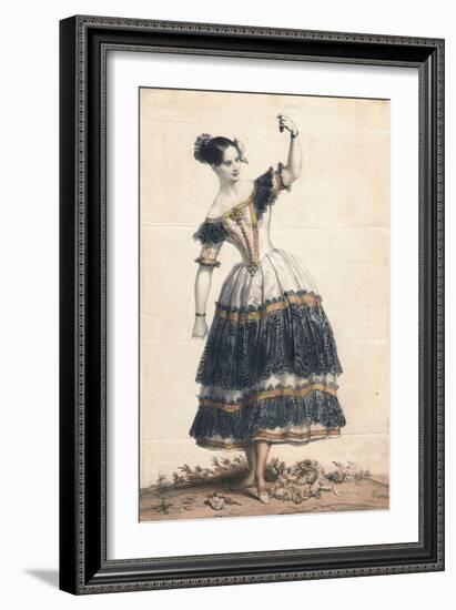 Fanny Elssler as Florinda in the Dance La Cachucha (Ballet Le Diable Boiteu), 1836-Achille Devéria-Framed Giclee Print