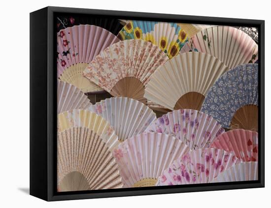 Fans for Sale at a Market Stall, Kyoto Prefecture, Japan-null-Framed Premier Image Canvas