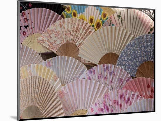Fans for Sale at a Market Stall, Kyoto Prefecture, Japan-null-Mounted Photographic Print