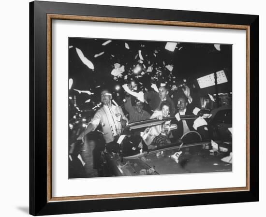 Fans of Cincinnati Reds Celebrating a Victory During 1961 World Series-Ralph Morse-Framed Photographic Print