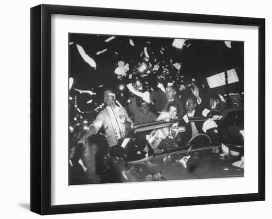 Fans of Cincinnati Reds Celebrating a Victory During 1961 World Series-Ralph Morse-Framed Photographic Print