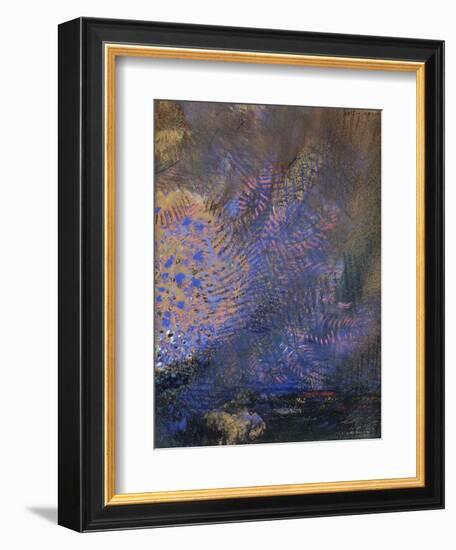 Fantaisie : éclatement orange et bleu, sur fond sombre-Odilon Redon-Framed Giclee Print