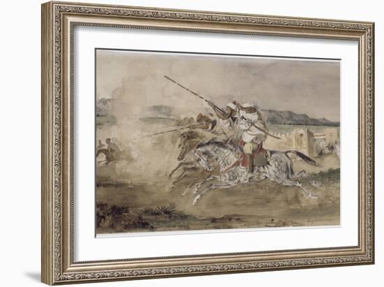 Fantasia arabe devant une portes de Mekinès-Eugene Delacroix-Framed Giclee Print