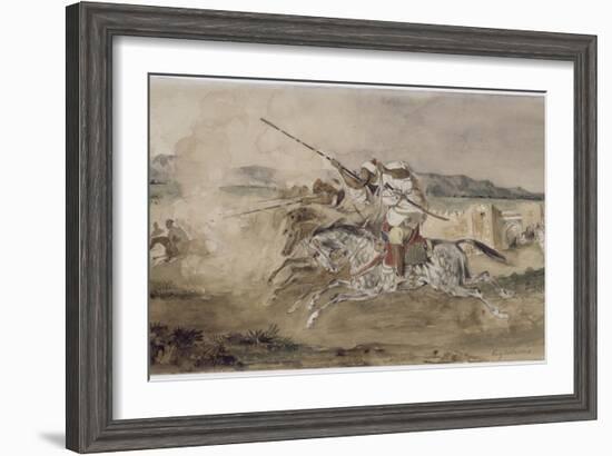 Fantasia arabe devant une portes de Mekinès-Eugene Delacroix-Framed Giclee Print