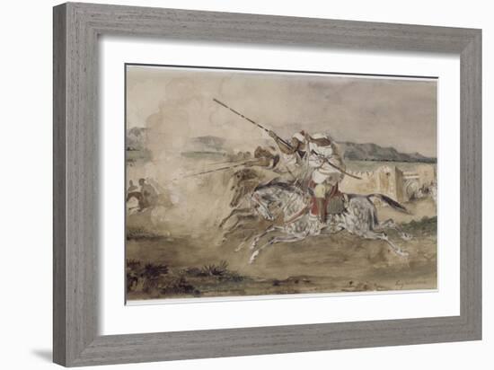 Fantasia arabe devant une portes de Mekinès-Eugene Delacroix-Framed Giclee Print